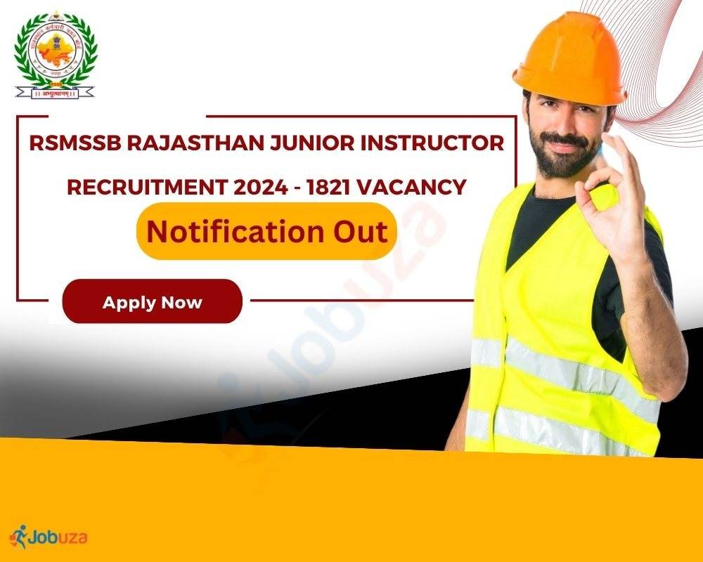 RSMSSB Rajasthan Junior Instructor Recruitment 2024 – 1821 Vacancy: Apply Online, Notification Out
